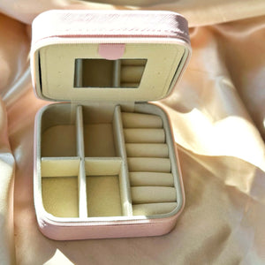 Boîte à bijoux de voyage rose personnalisée – Élégante